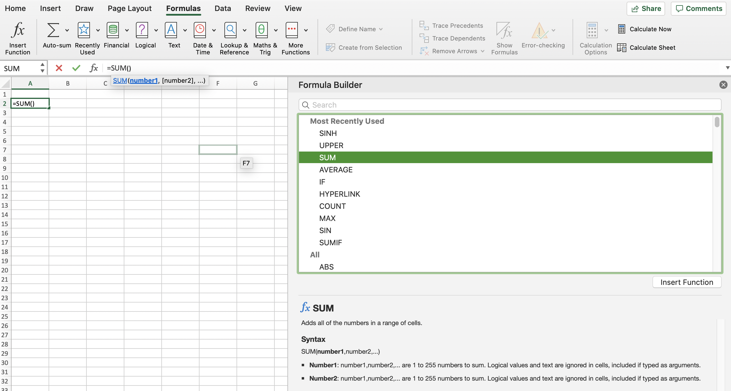 Excel Formula Builder