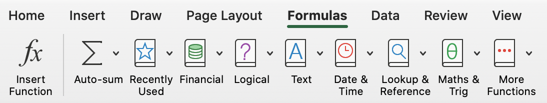 Excel Formula Ribbon