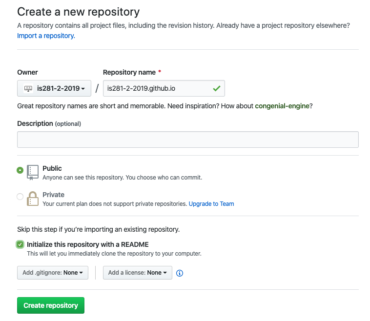 Create github repo