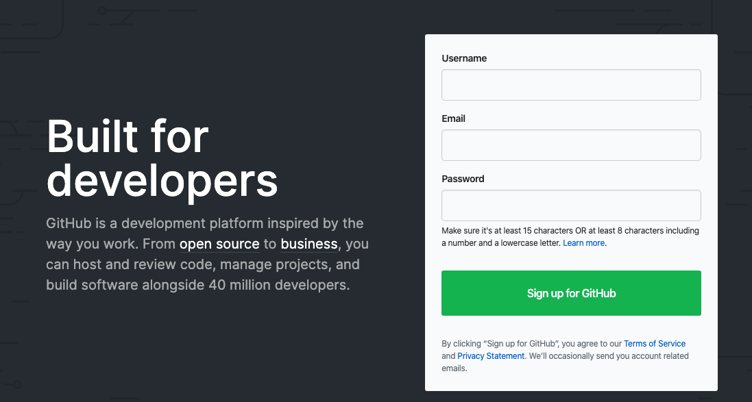 GitHub sign up