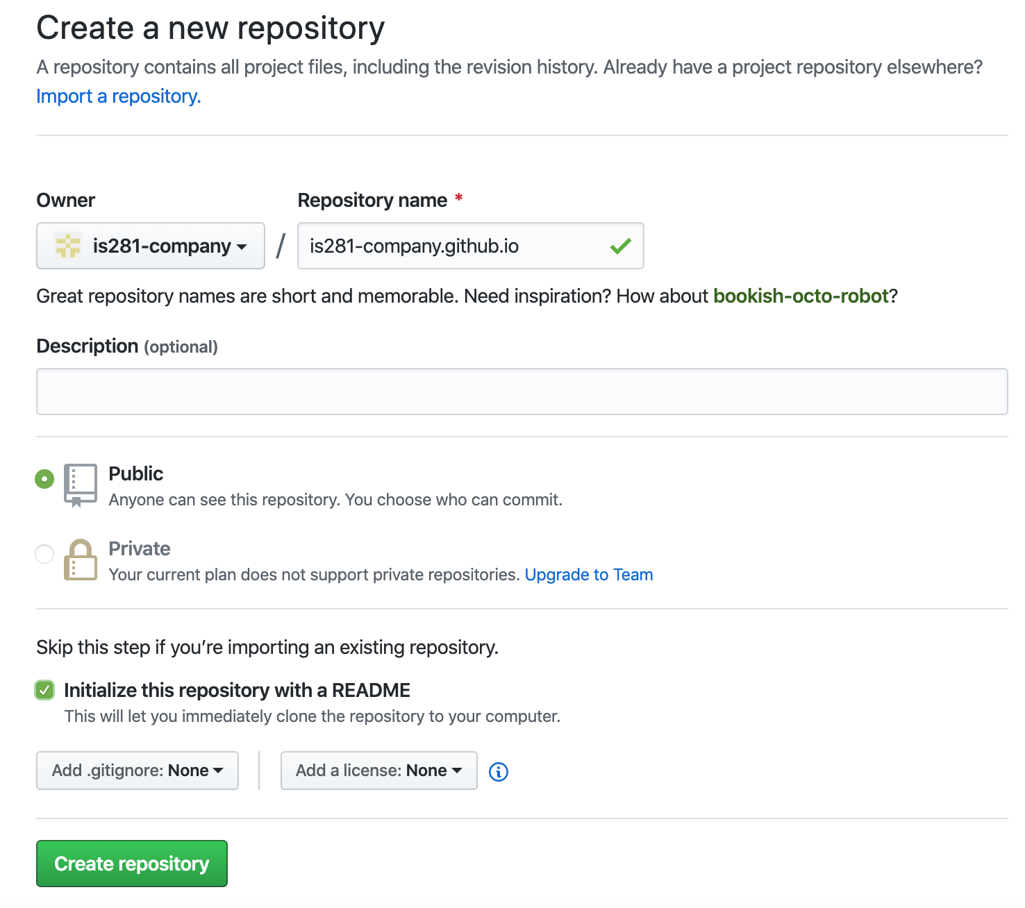 GitHub - Create Organisation Repository